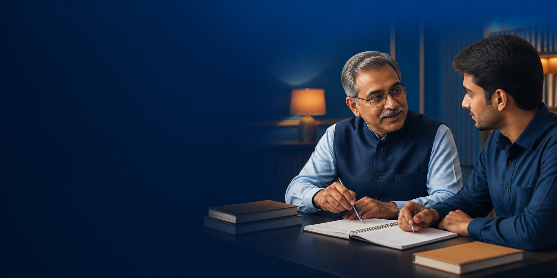Senior mentor counselling a UPSC aspirant about course selection