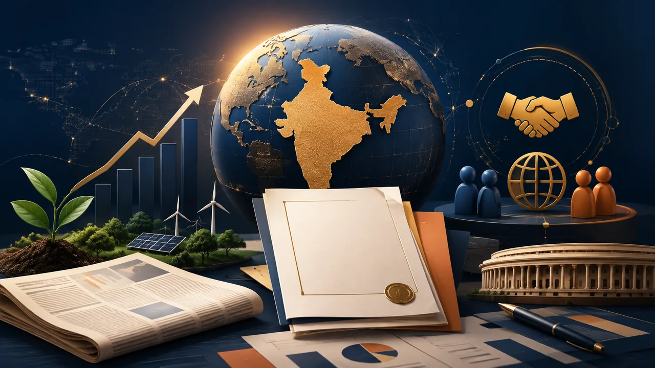 Current affairs themes connecting India, economy, environment and international relations