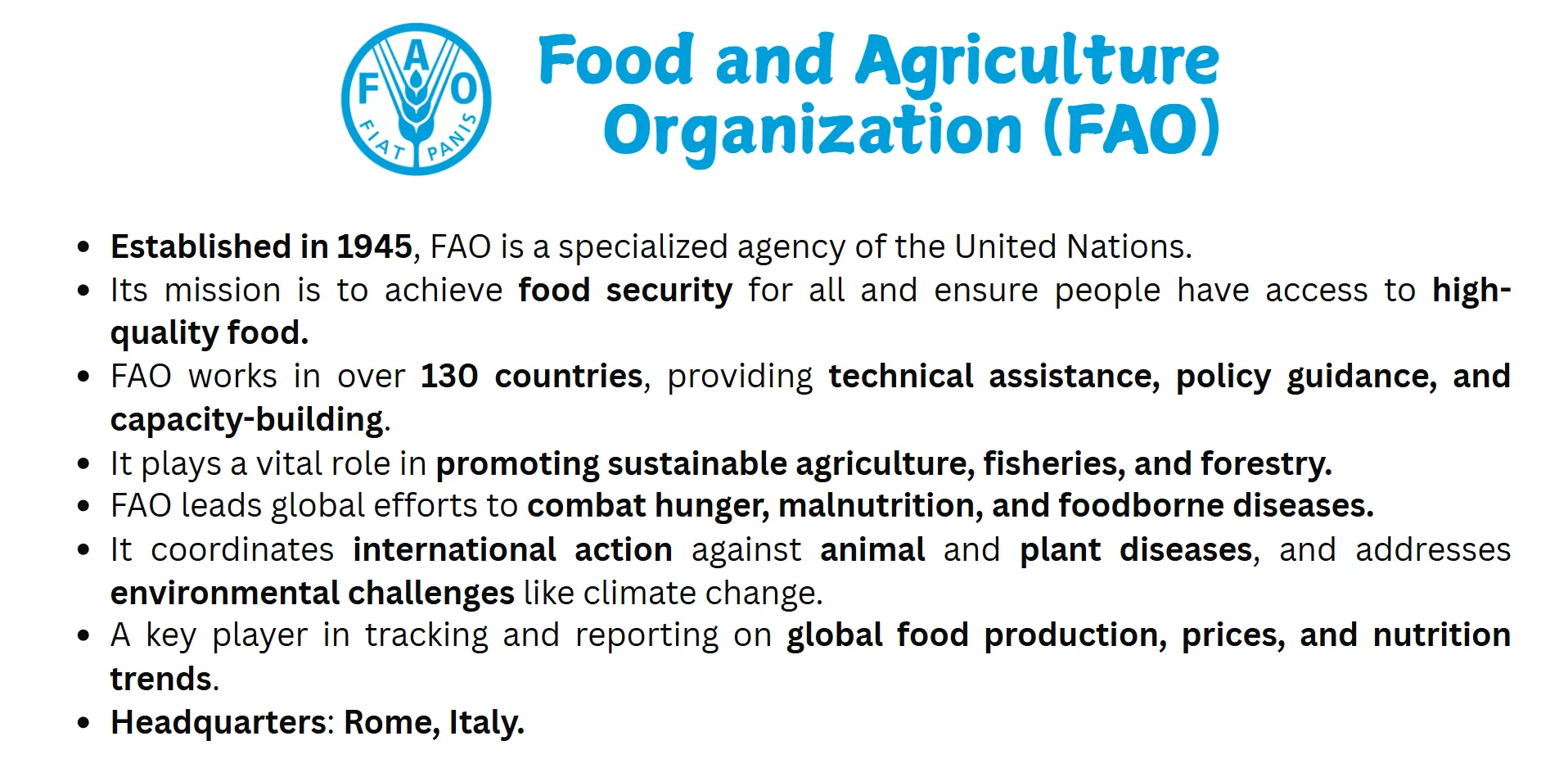 food and agriculture organisation