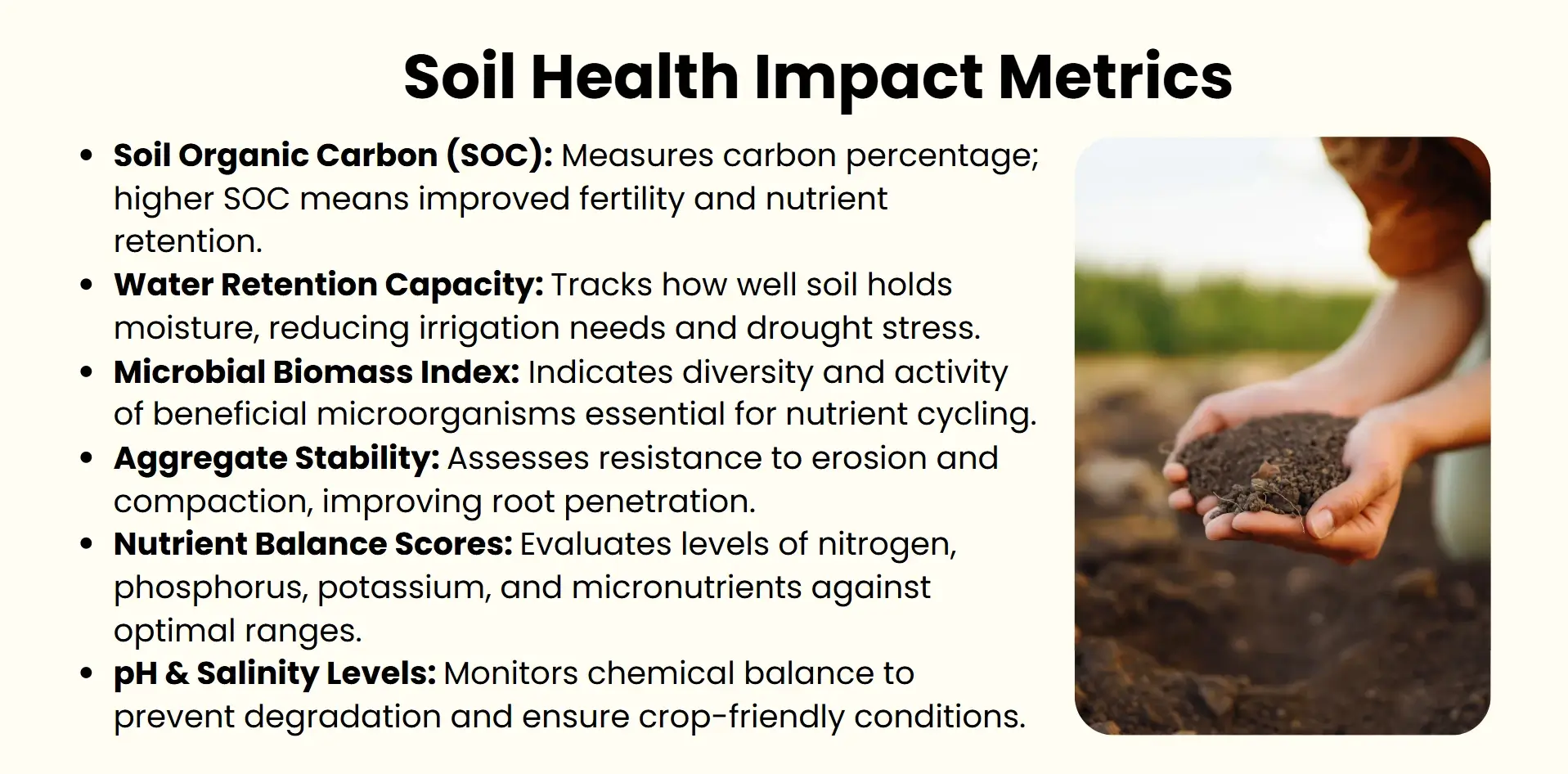 soil health impact metrics