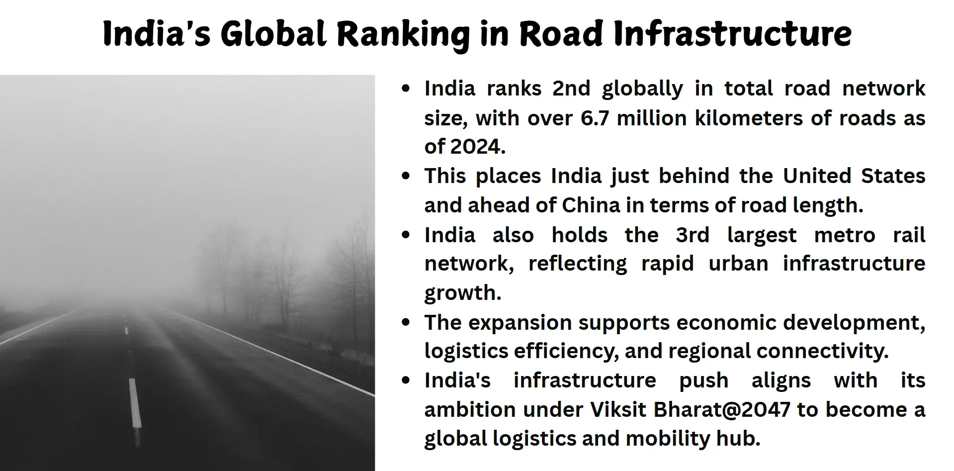 india global ranking in road